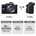 ابعاد دوربین بدون آینه سونی a7r iv - sony alpha a7r iv