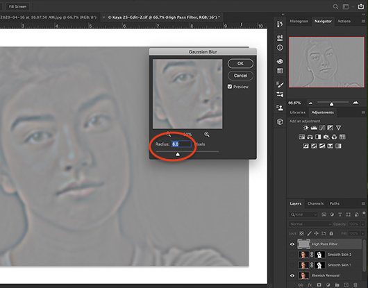 تصویری از فتوشاپ که Gaussian Blur را نشان می دهد. 