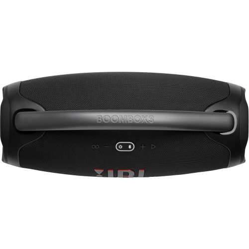 نمای بالا از اسپیکر JBL Boombox 3 با دکمه‌های کنترلی و دسته حمل