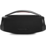نمای پشت اسپیکر JBL Boombox 3 با طراحی ساده و پورت‌های محافظت‌شده