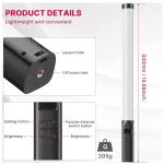 نور باتومی اولانزی Ulanzi VL119 RGB Tube Light Handheld LED Video Light - Image 3