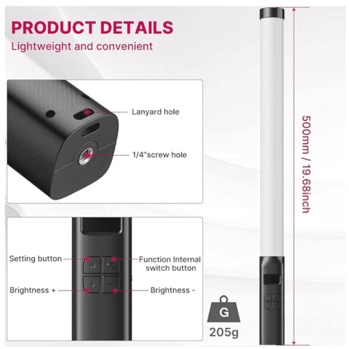 نور باتومی اولانزی Ulanzi VL119 RGB Tube Light Handheld LED Video Light - Image 3