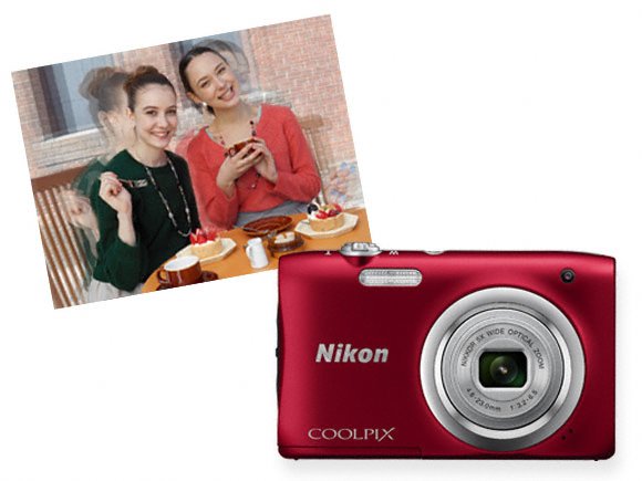 nikon coolpix compact camera a100 motion blur reduction original