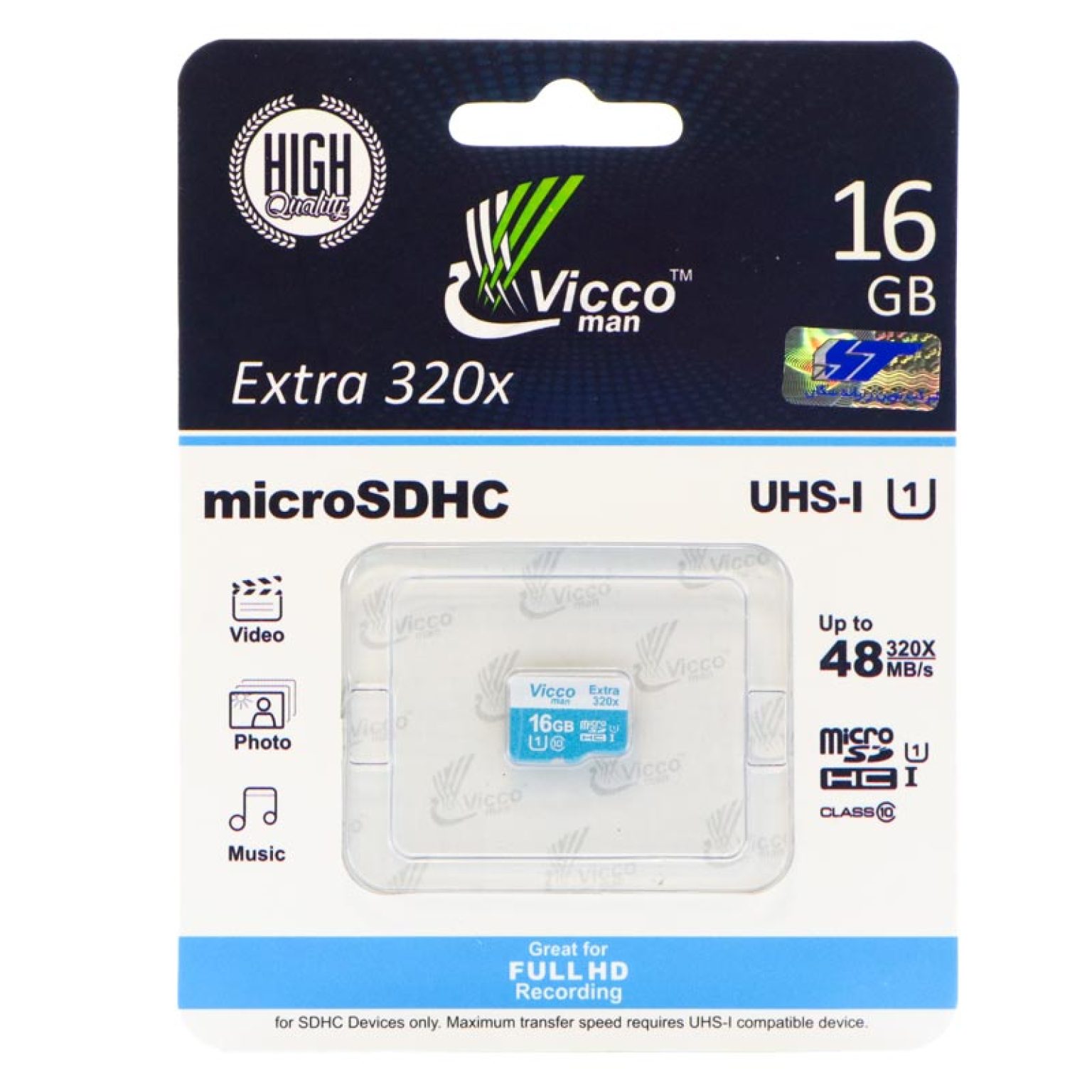 Vicco man microSD Class 10 U1 48MBs 320X 16GB Memory