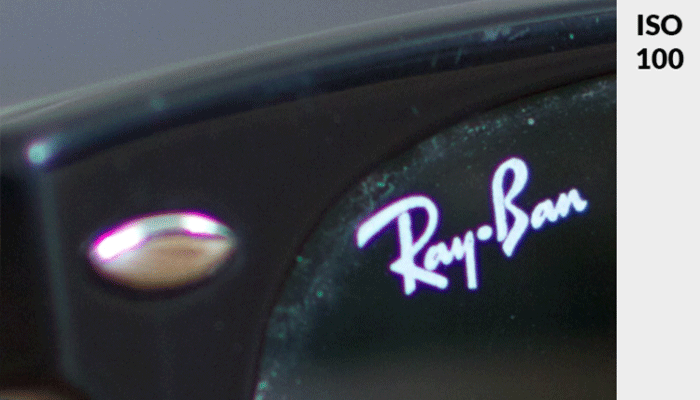 GIF متحرک تصویری از عینک آفتابی Ray ban با ISO متفاوت را نشان می دهد