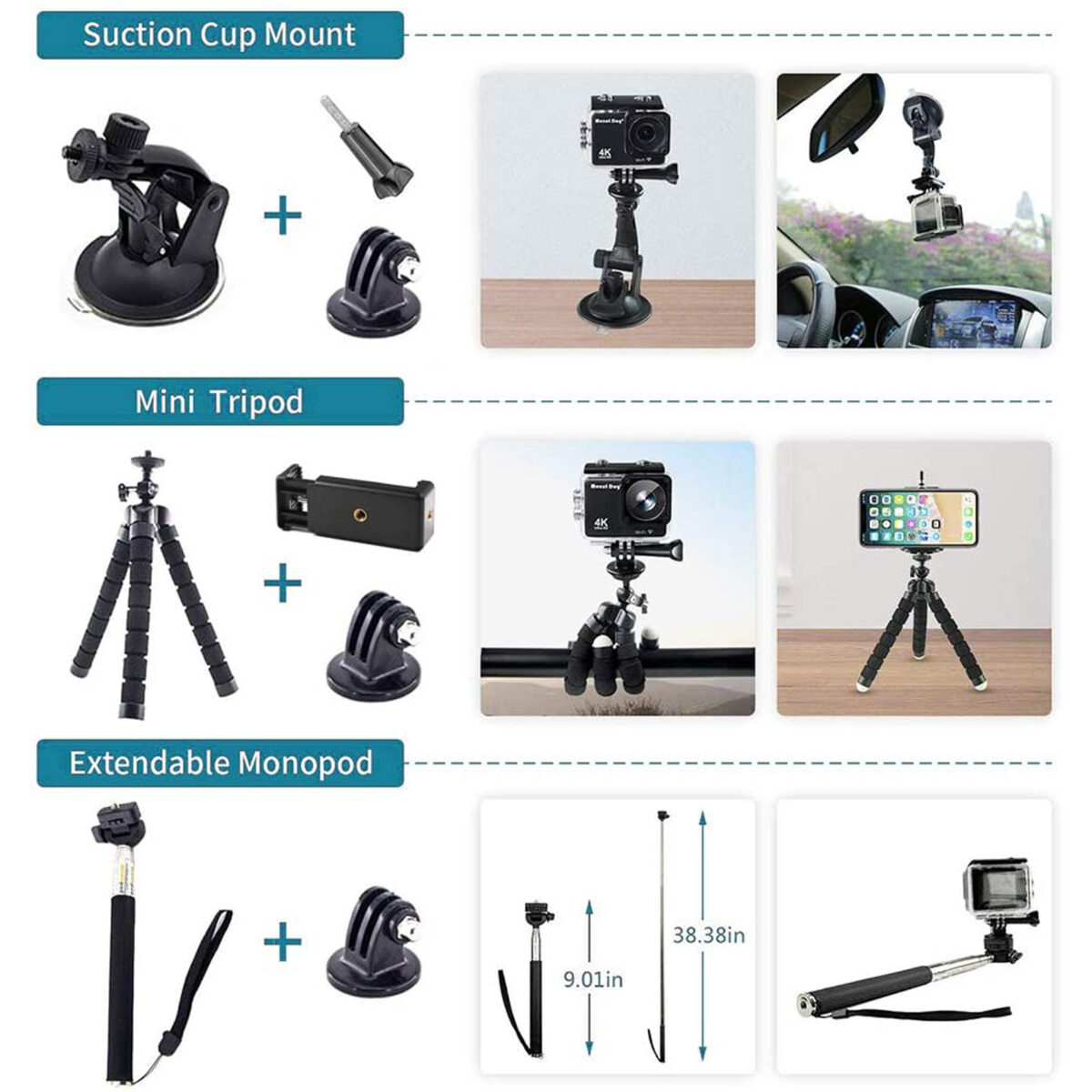 Artman 58 Pcs Action Camera Accessories Kit Compatible with GoPro Hero 2