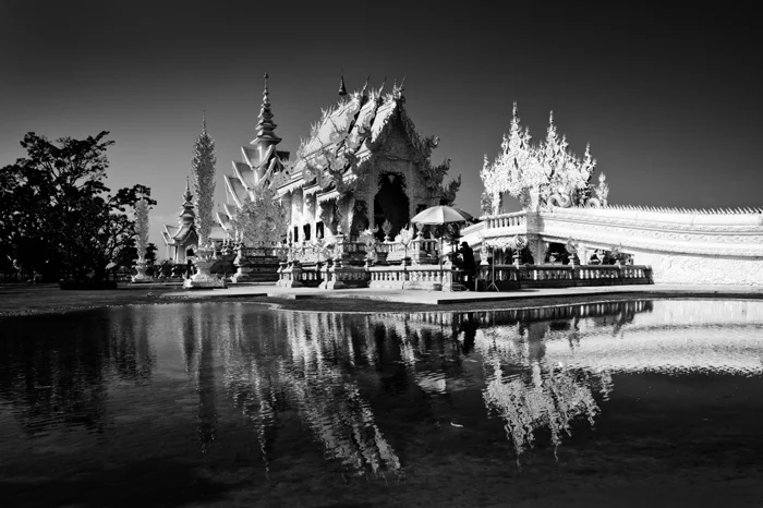 Black and white travel photography White Temple