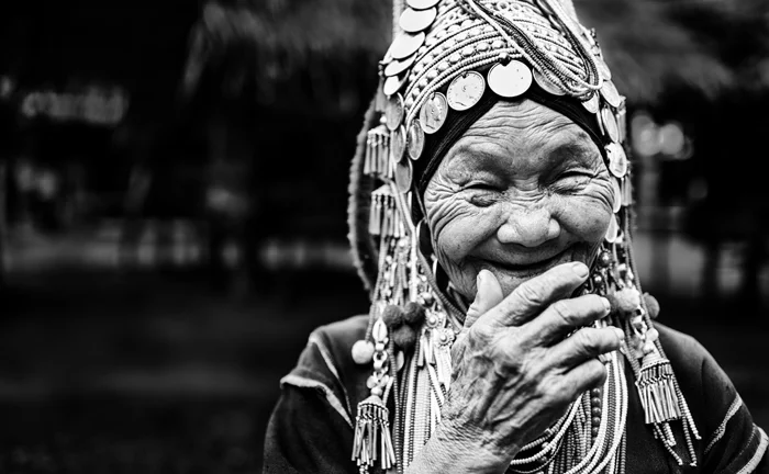 Black and white travel photography portrait
