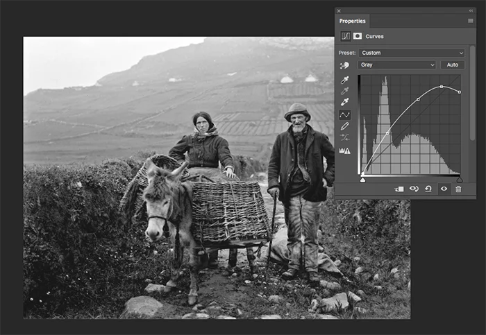 old photographs curves tool for contrast