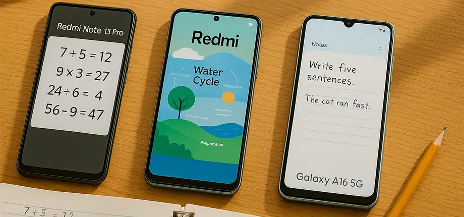 مقایسه گوشی Redmi Note 13 Pro و Galaxy A16 5G برای دانشآموزان