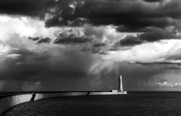 black and white landscape photogaphy lighthouse