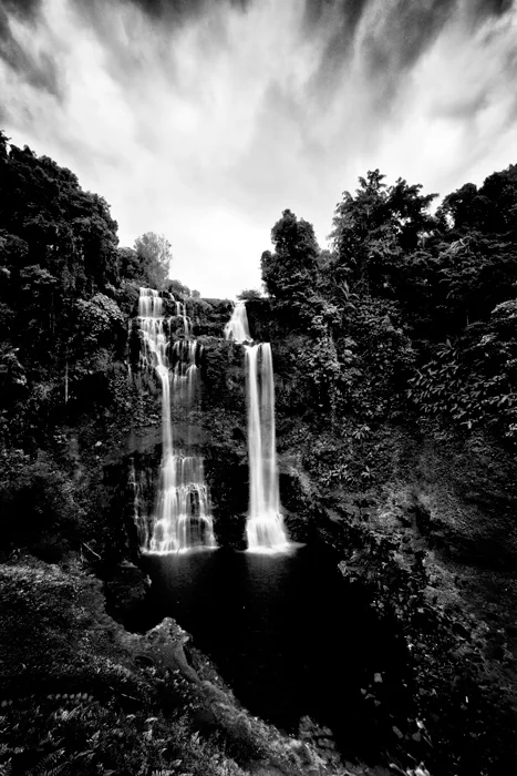 black and white landscape photogaphy waterfall