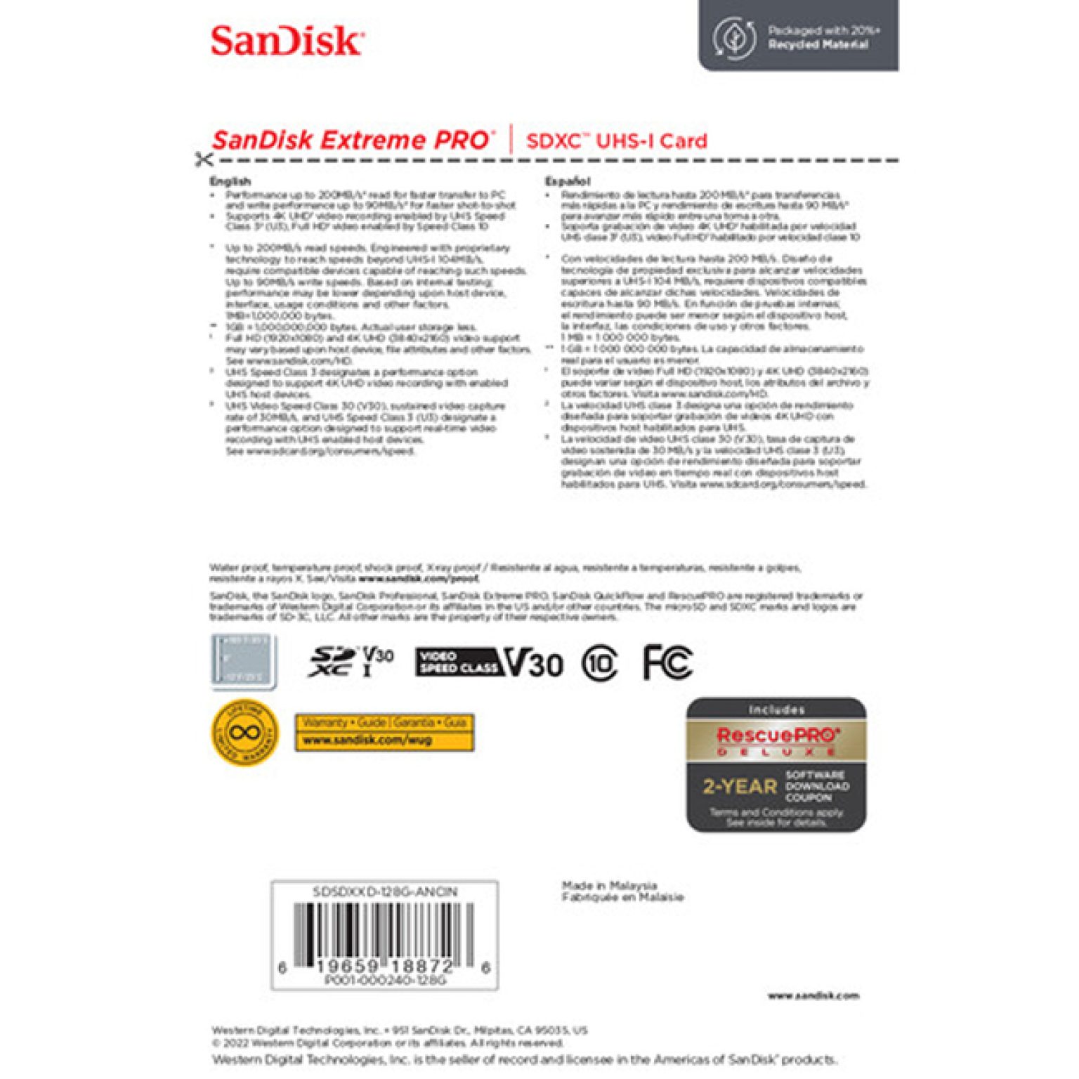 SanDisk 128GB 200 MB s Extreme PRO UHS I SDHC Memory Card 1