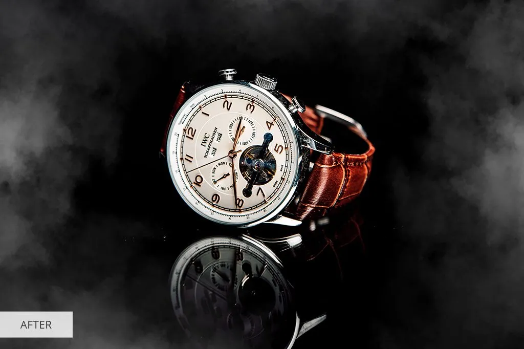 عکاسی ساعت با پسزمینه دود هنری