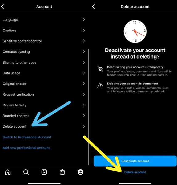 Mobile App Delete Your Insta Account