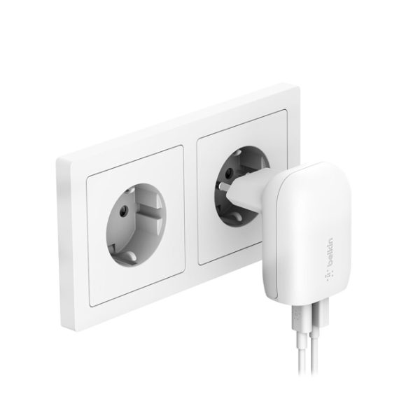 شارژر دیواری فست دو پورت Belkin مدل WCB007vfwh 37W - Image 2