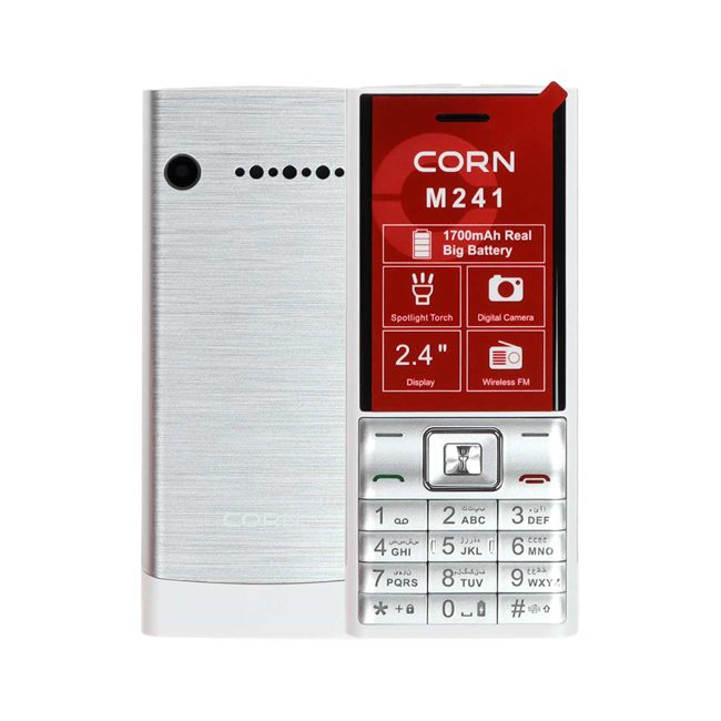 CORN-mobile-phone-model-M241-silver گوشی موبایل کرن CORN mobile phone model M241 نقره ای - Image 1