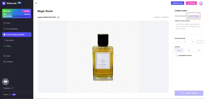product perfume editing