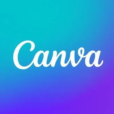 لوگوی Canva با نوشته سفید روی زمینه آبی تا بنفش