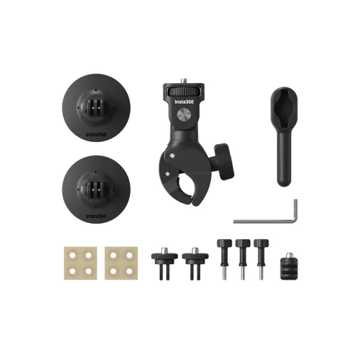 تصویر کامل کیت نصب موتورسواری Insta360 با اتصالات