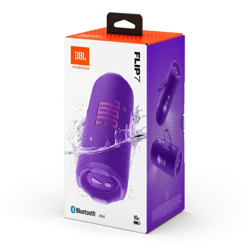 بسته‌بندی اسپیکر JBL Flip 7 بنفش درون جعبه