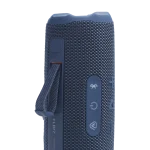 اسپیکر JBL Flip 7 سورمه‌ای در حالت ایستاده با بند و دکمه‌ها