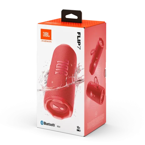 بسته‌بندی JBL Flip 7 قرمز داخل جعبه