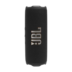 اسپیکر JBL Flip 7 مشکی ایستاده با لوگوی نمایان