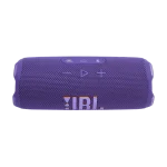 اسپیکر JBL Flip 7 بنفش افقی با دکمه‌های کنترل بالای لوگو