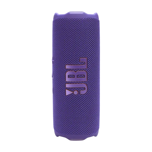 اسپیکر JBL Flip 7 بنفش در حالت ایستاده با لوگو