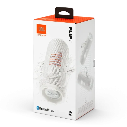 بسته‌بندی اسپیکر JBL Flip 7 سفید درون جعبه