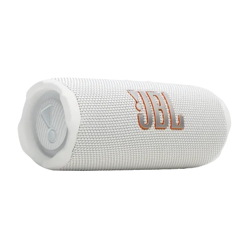 نمای سه رخ چپ اسپیکر JBL Flip 7 سفید با لوگو