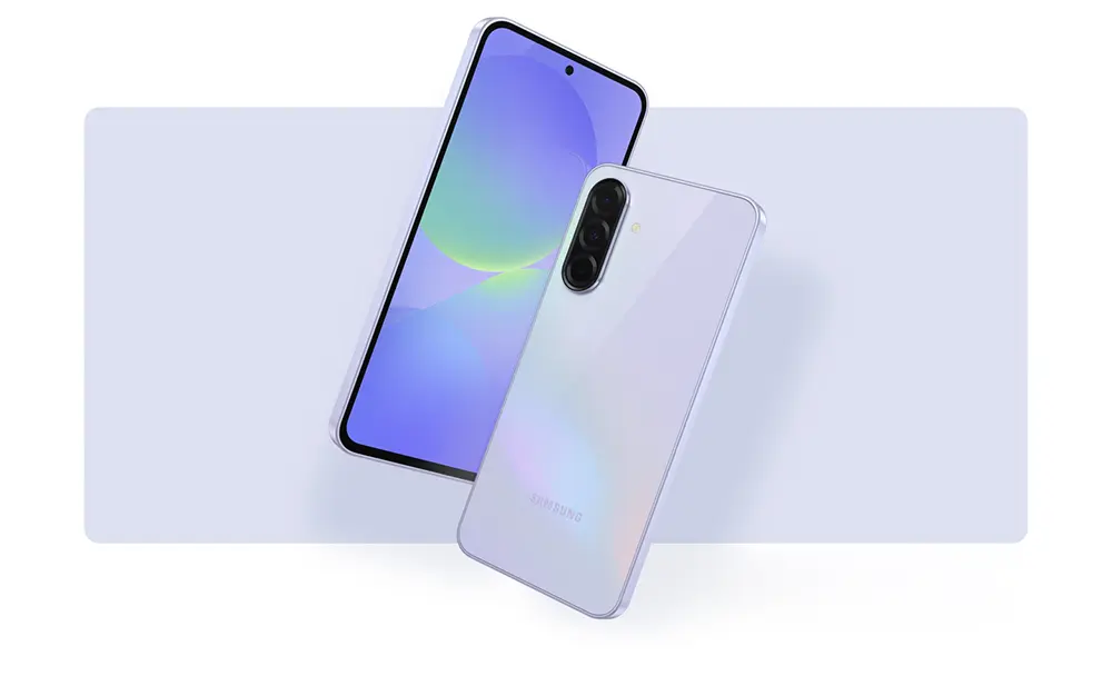 نمای جلو و پشت گوشی سامسونگ Galaxy A36 در رنگ یاسی