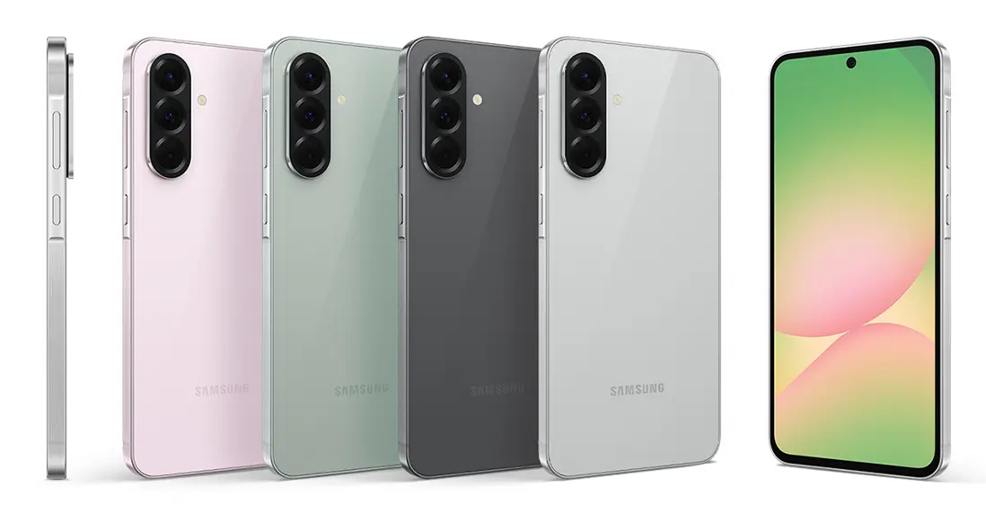 گوشی موبایل سامسونگ Galaxy A56 در چهار رنگ گرافیتی، خاکستری روشن، سبز زیتونی و صورتی با حافظه 128 گیگ و رم 8 گیگ