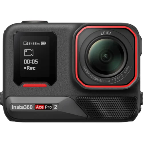 نمای روبروی دوربین Insta360 Ace Pro 2 با نمایشگر جلویی