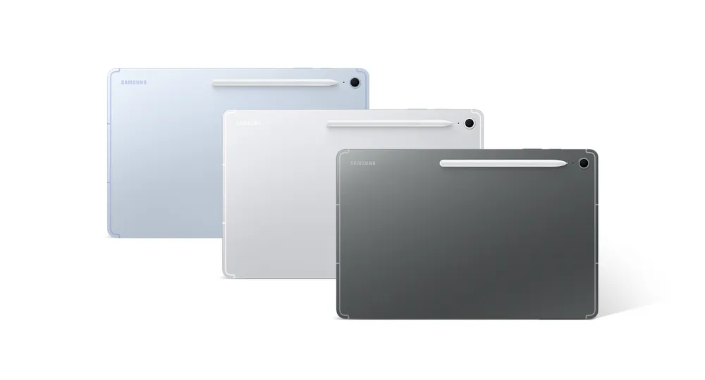 رنگبندی تبلت سامسونگ Galaxy Tab S10 FE Wi-Fi در سه رنگ آبی، نقرهای و خاکستری همراه با قلم S Pen