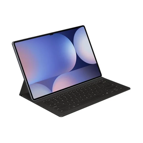 نمای مورب از تبلت Galaxy Tab S10 Ultraبا نمایشگر 14.6 اینچی و کیبورد متصل