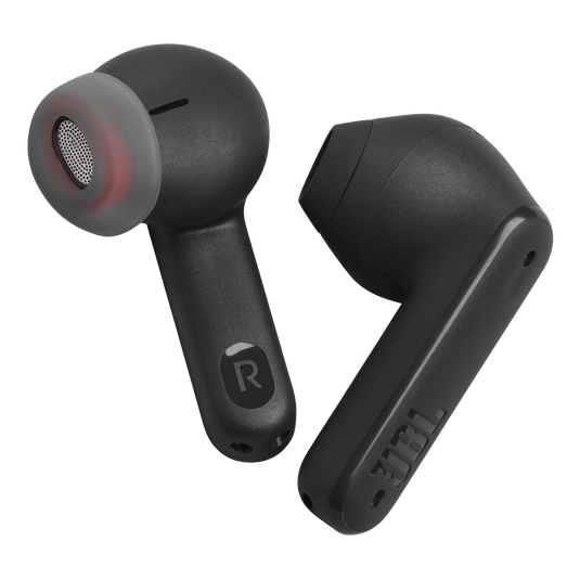 نمای نزدیک ایربادهای بیسیم JBL Tune Flex با طراحی مینیمال و حرفهای