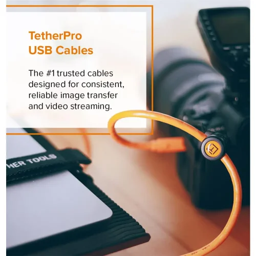 کابل Tether Tools CUC33R15-ORG USB Type-C Male to Micro-USB 3.0 Type B Male - Image 2