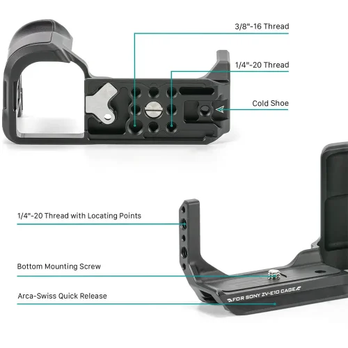ال براکت کیج تیلتا Tilta L-Bracket Mounting Plate for Sony ZV-E10 (Black) - Image 4