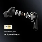 نمای انفجاری از اجزای داخلی هدفون بی‌سیم اورایمو SpaceBuds با فناوری HavyBass برای بیس قوی و صدای شفاف