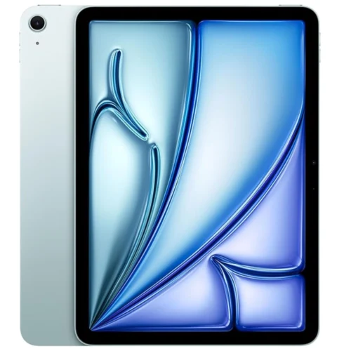 تصویر نمای جلو و پشت تبلت اپل مدل iPad Air 11 نسخه وای‌فای ظرفیت 128 گیگابایت رنگ آبی (2024)
