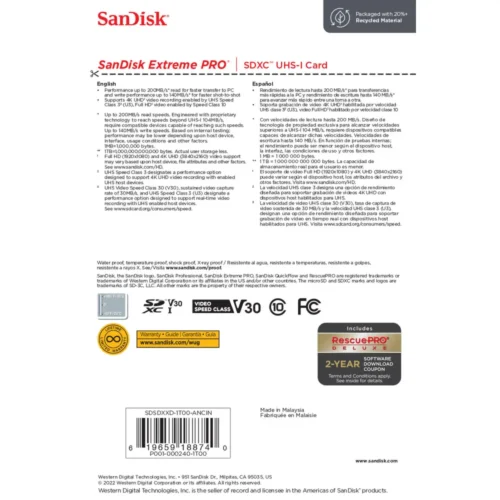کارت حافظه SANDISK SD 1TB 200M EX PRO - Image 2