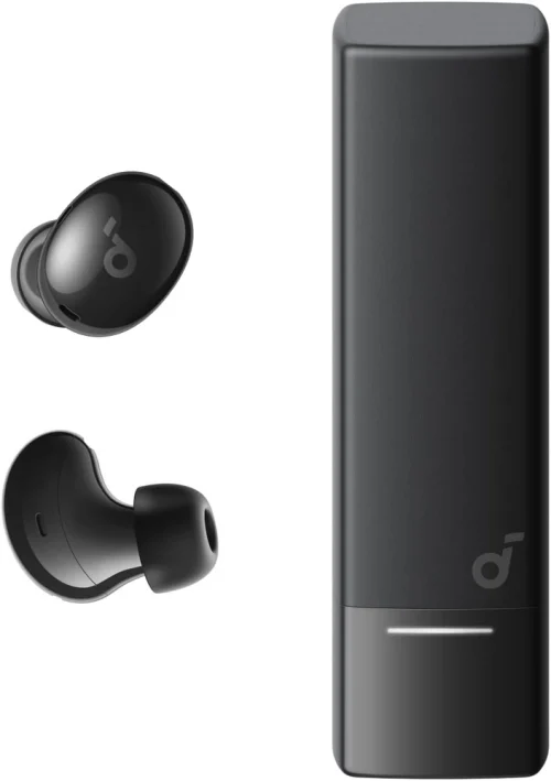 ایرباد بی‌سیم Soundcore A30i رنگ مشکی با طراحی کیس شارژ رژ لبی
