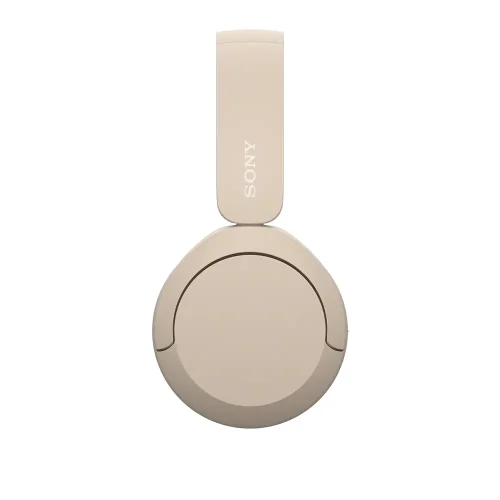 هدفون بی‌سیم Sony WH-CH520 رنگ بژ از نمای کناری با طراحی ساده و هدبند سبک.