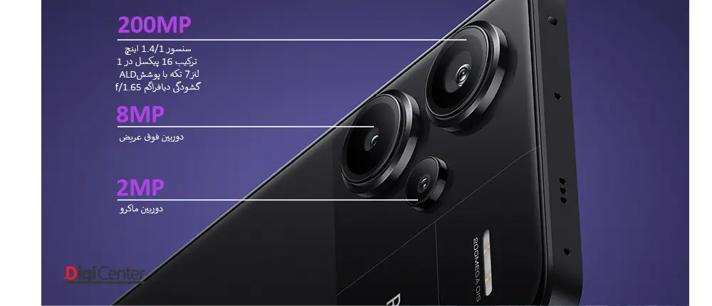 مشخصات سنسور دوربین اصلی 200 مگاپیکسلی، دوربین فوق عریض 8MP و ماکرو 2MP در Redmi Note 13 Pro+ 5G