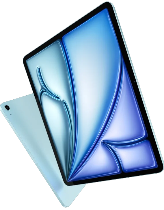نمای جلو و پشت تبلت اپل iPad Air 11 اینچ مدل Wi-Fi با تراشه M3 در رنگ آبی (Blue) – نسخه 2025