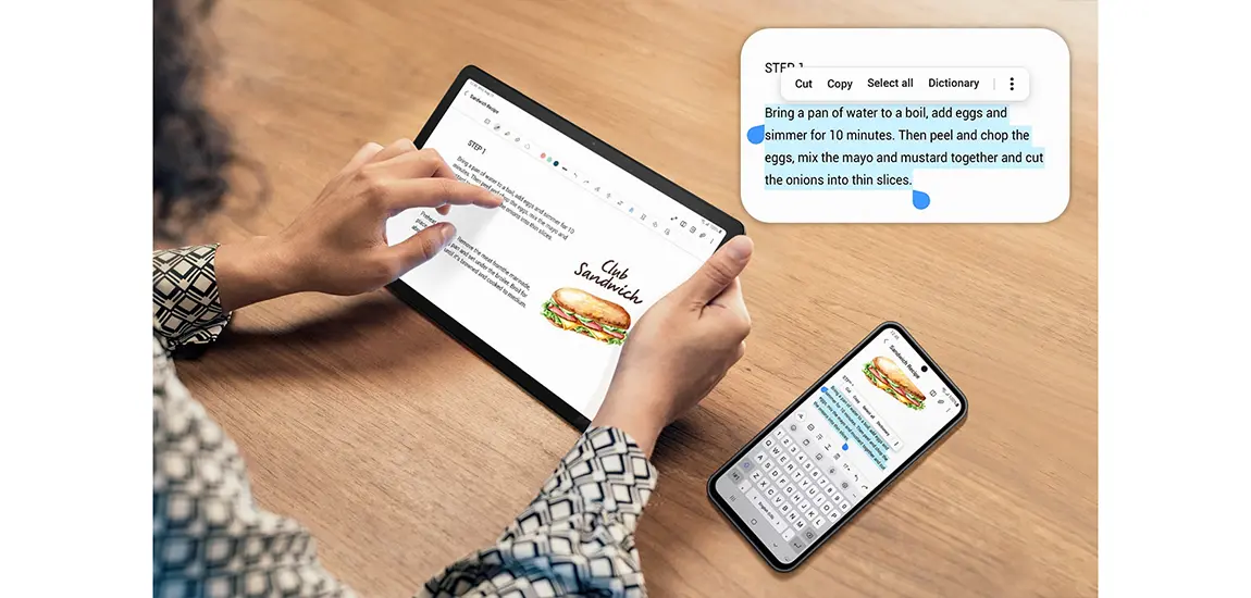 همگامسازی یادداشتها بین تبلت Galaxy Tab A9 و گوشی سامسونگ