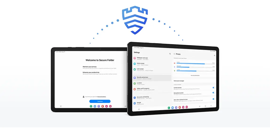 نمایش قابلیت پوشه امن (Secure Folder) و تنظیمات حریم خصوصی در Galaxy Tab A9