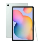 نمای جلو و پشت تبلت Galaxy Tab S6 Lite 2024 همراه با قلم S Pen در رنگ نعنایی